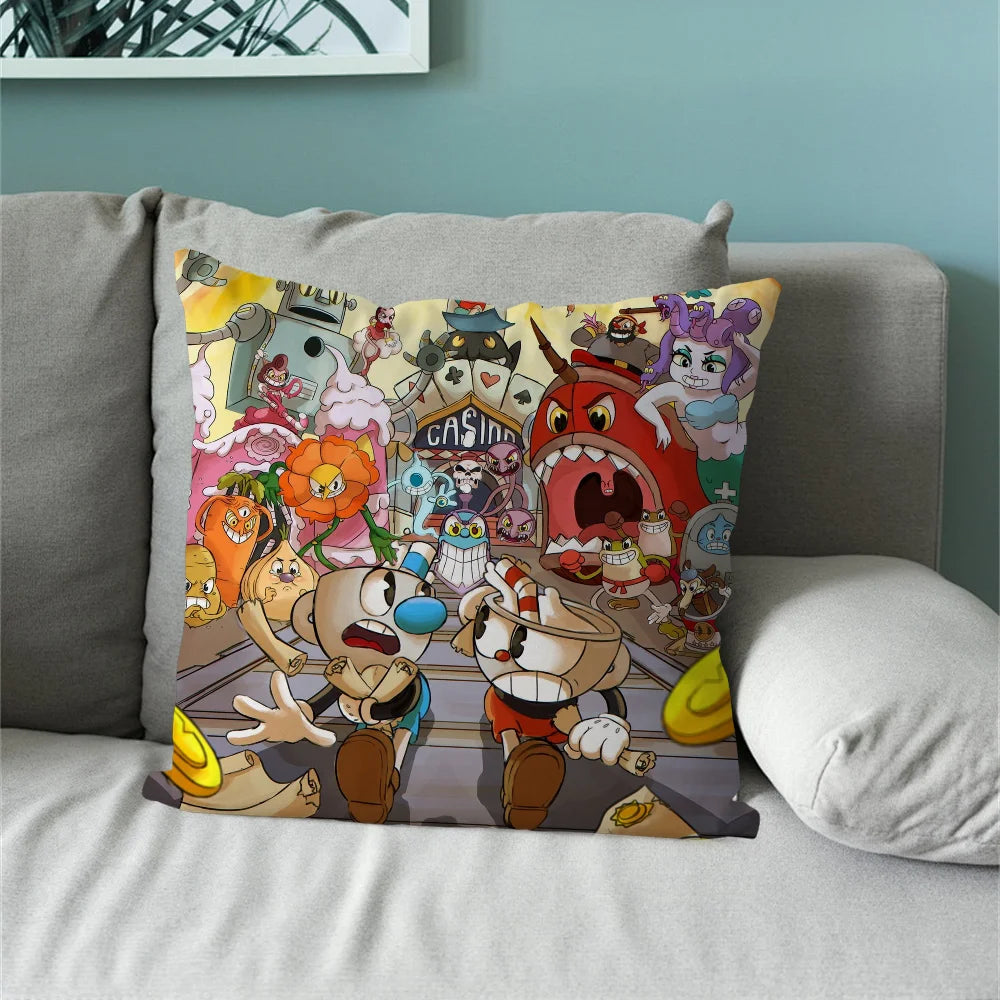 taies d'oreiller animées personnages cartoon jaune noir 40x40cm 45x45cm 50x50cm 60x60cm