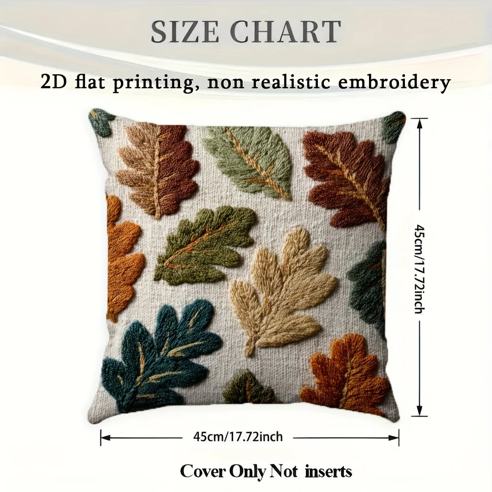taies d'oreiller automne feuilles colorées campagnard beige polyester 45x45cm opacité