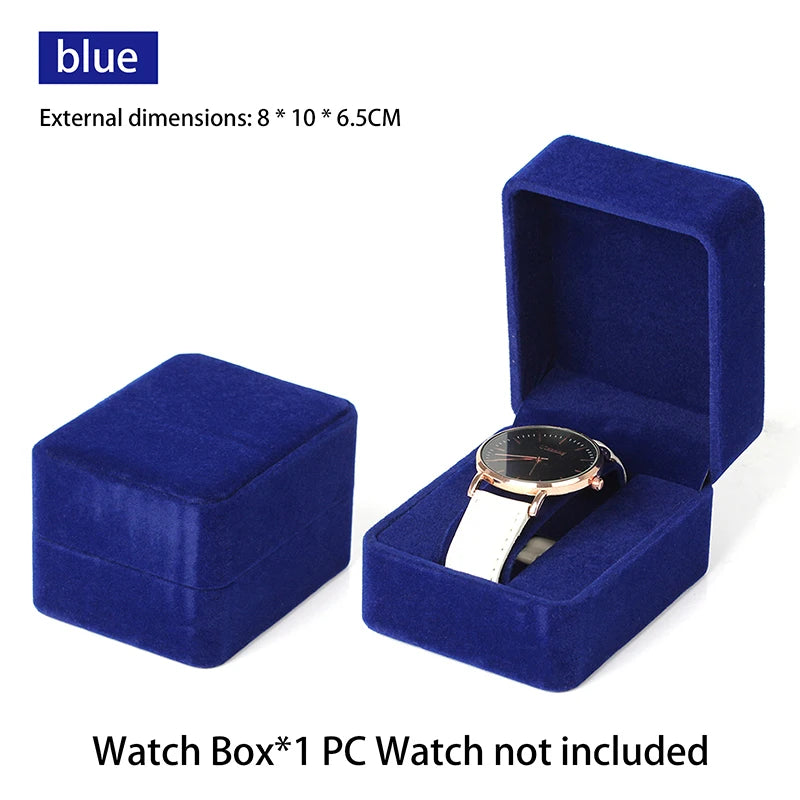 boîte velours montre classique bleu rouge noir coffret rangement horlogerie emballage protection bijoux