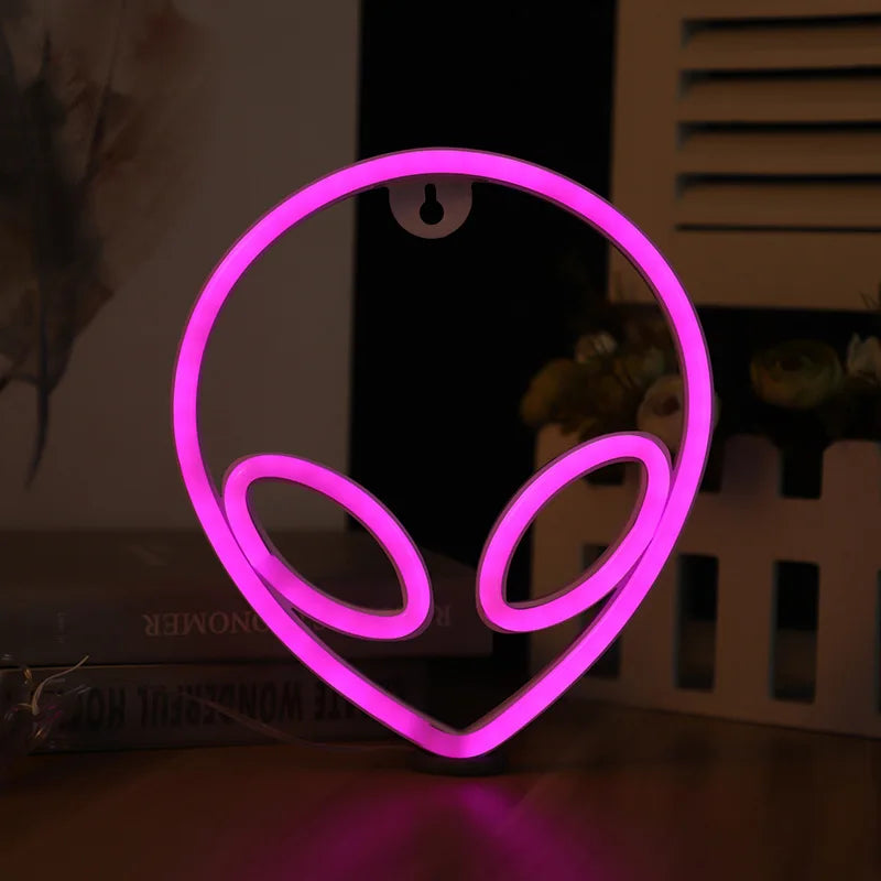 lampe néon multicolore personnage stylisé moderne câble usb boîte colorée festive chambre enfants