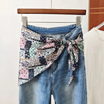 foulard femme soie motif floral patchwork boho chic accessoire tête cou taille