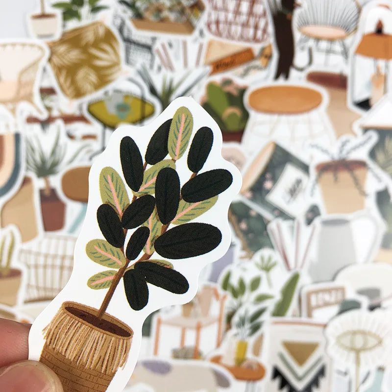 stickers decoratifs maison nordique feuilles plantes animaux geometriques pvc impermeable 14ansplus 10pc 30pc 50pc