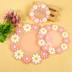 serviettes table décoratives fleurs blanches rose bleu clips adhésifs silicone respectueuses environnement