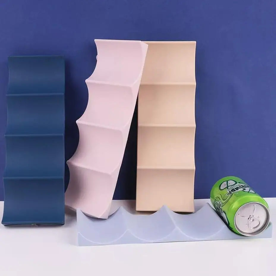 rangement boissons ondulé multiusage canettes bouteilles vin moderne bleu rose beige gris minimaliste