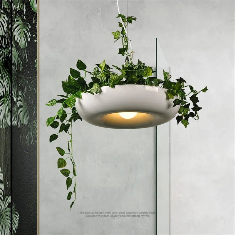 Suspension fleur design scandinave aluminium vert