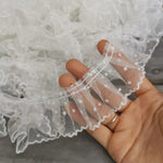 ruban dentelle points noirs blancs bordure dentelée classique élégant 6cm largeur 1m longueur translucide