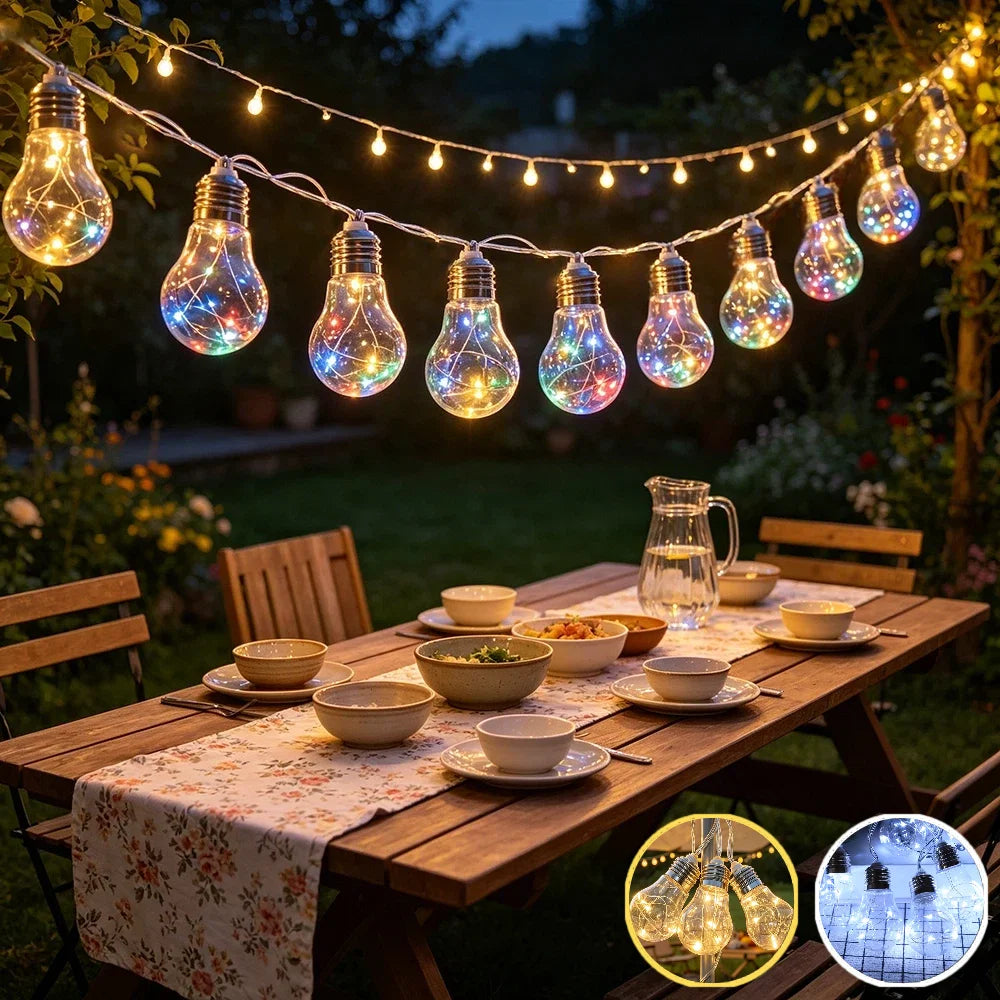 guirlande solaire transparente led multicolore decoration exterieure jardin fête mariage