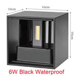 lampe murale led moderne étanche ip65 6w 12w noir blanc verre borosilicate