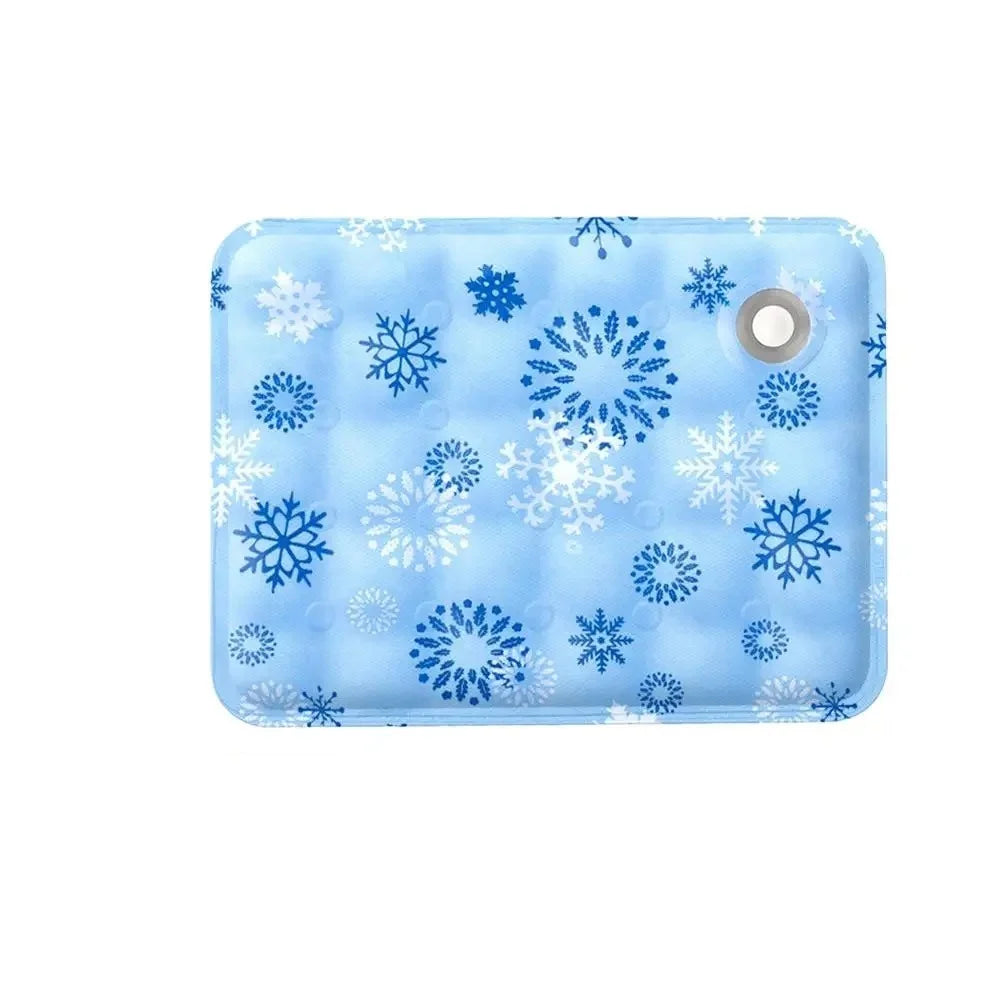 tapis refroidissement chien bleu clair flocons neige moderne gel polymère doux