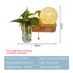 lampe murale scandinave bois naturel feuilles vertes plante boule lumineuse chaîne éclairage chambre salon