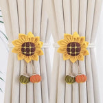 bracelets rideau crochetés fleur rustiques accessoires fenêtres beige clair foncé horizontal