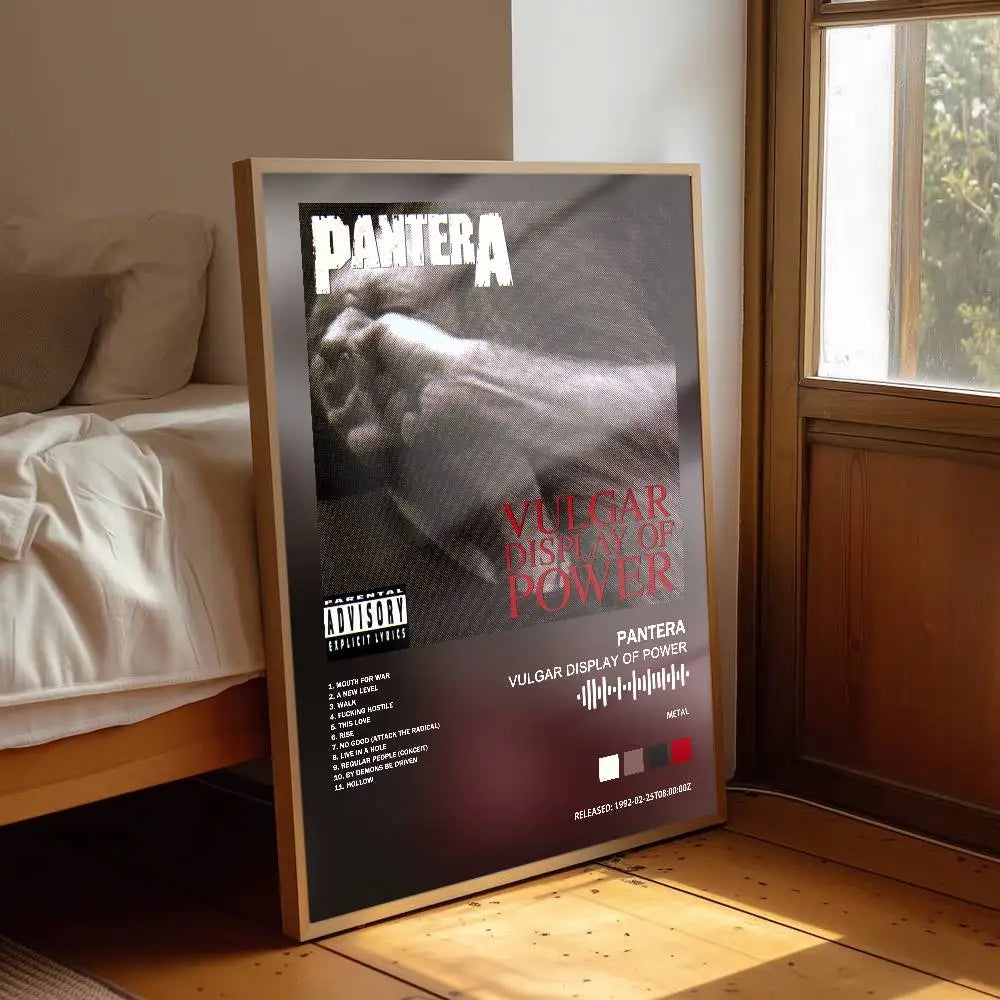 affiche musicale rap pantera moderne noir blanc cadre bois salon chambre decoration interieur papier