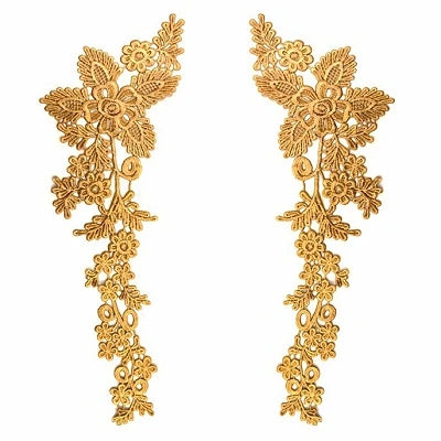 appliques decoratives brodees or rouge vert bleuclair floral polyester mariage