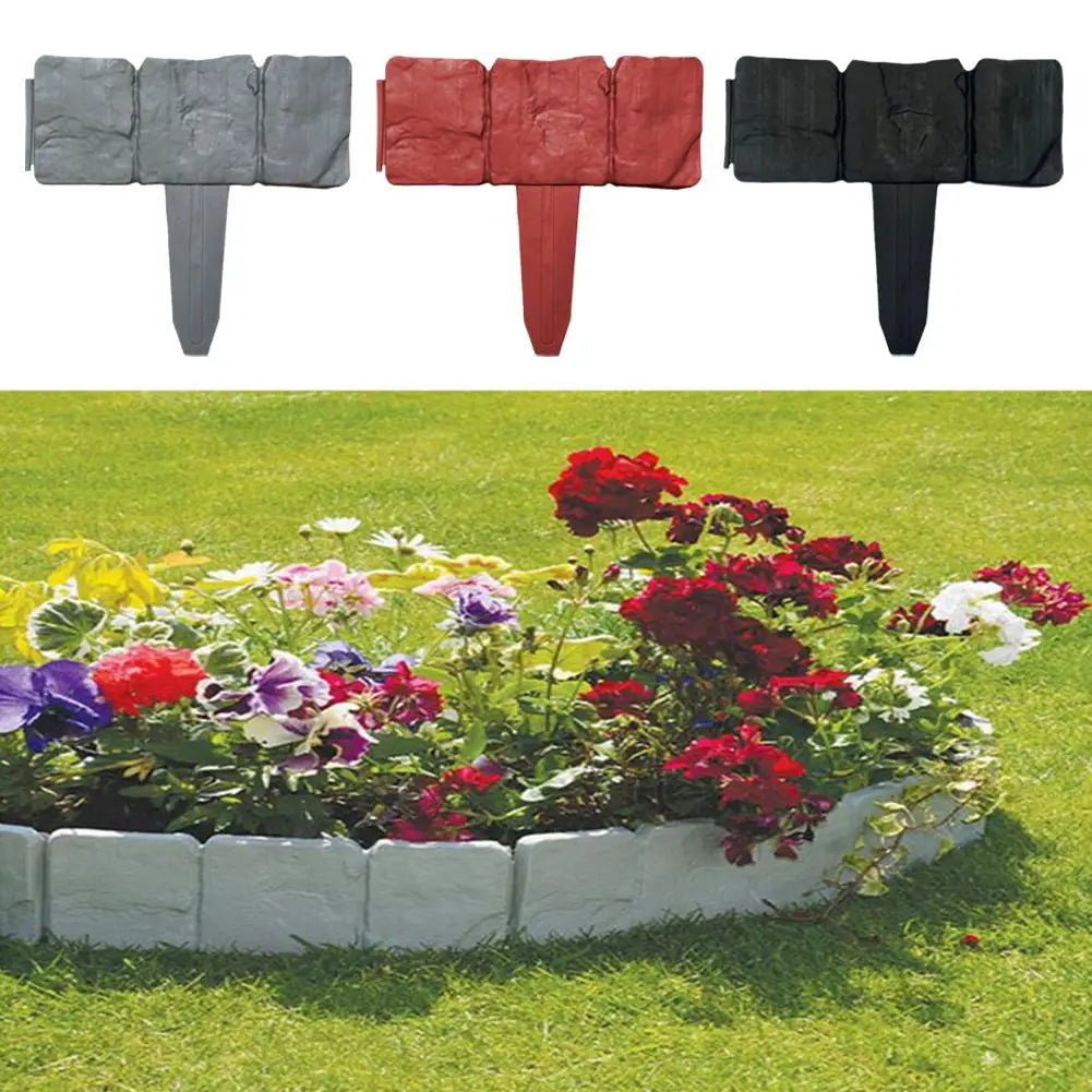 piquets support plantes imitation pierre bordure decorative jardin rustique gris rouge noir texturée assemblee