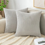 housse coussin velours côtelé orange rayé décorative canapé salon moderne zip invisible textile doux