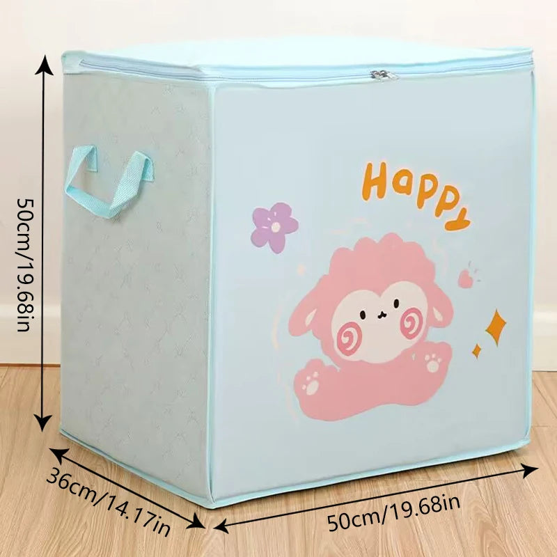 boîte rangement enfant rose bleu clair gris ours coeurs fleurs cute happy poignées détachables
