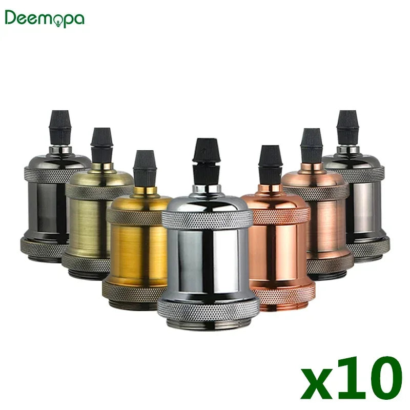 lampe suspendue vintage support e27 bronze doré vert noir émaillé opacité cable tressé