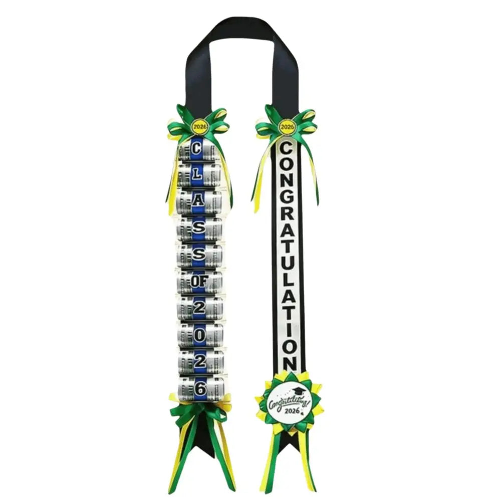 rubans graduation class of 2026 décoration voiture broches festives opaques rouges verts or