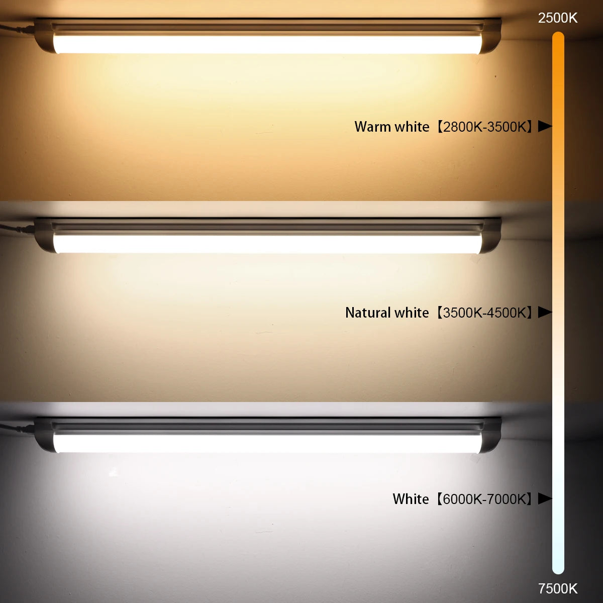 tubes led blancs modernes 25w 50cm lisses striés clips adaptateurs prise eu us