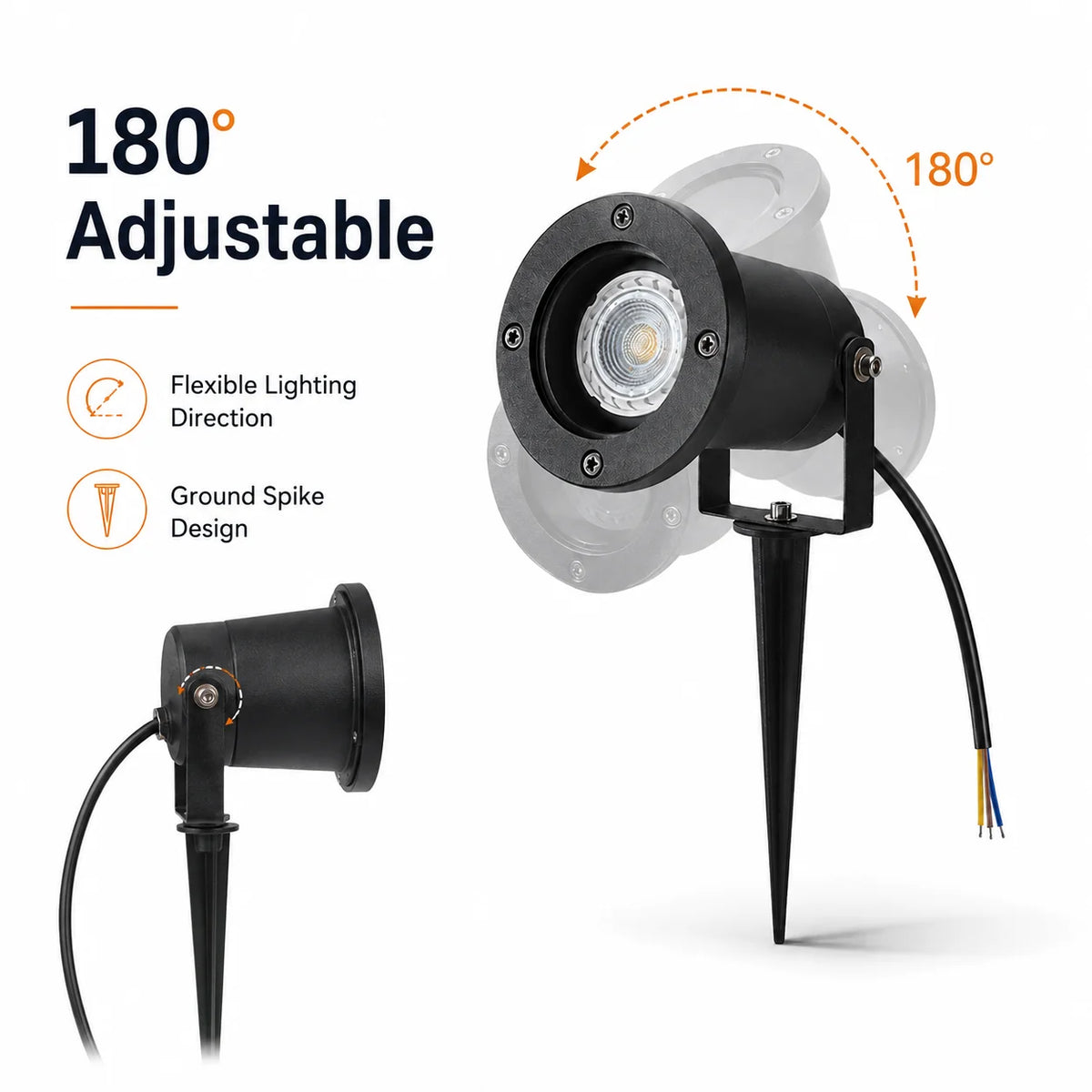 spot jardin extérieur moderne épingle sol verre trempé ip65 led 3000k 4000k 6000k 7w