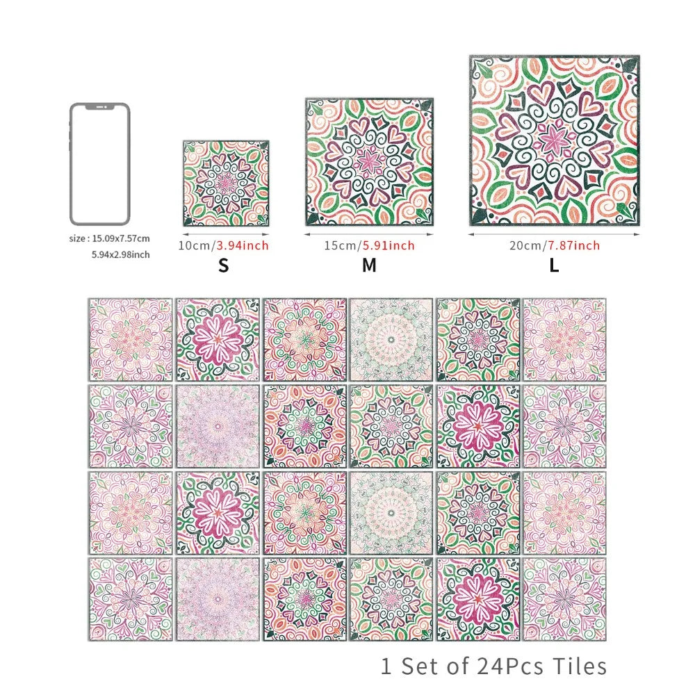 carreaux décoratifs autocollants mandala motifs géométriques boho vintage muraux salle bain cuisine