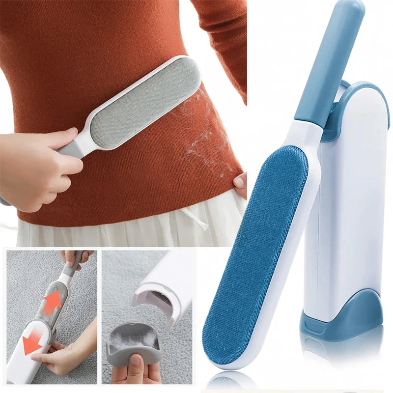 brosse poils anti peluche brosses électrostatiques réutilisables canapé tapis manuel gris bleu adhésif capuchon