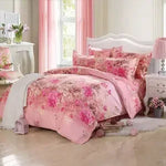 ensemble literie moderne housse couette drap plat taies oreiller fleurs gris rose blanc