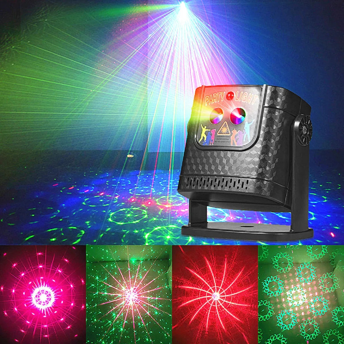 projecteur laser noir moderne télécommande usb batterie extérieure portée stroboscope effet lumière disco