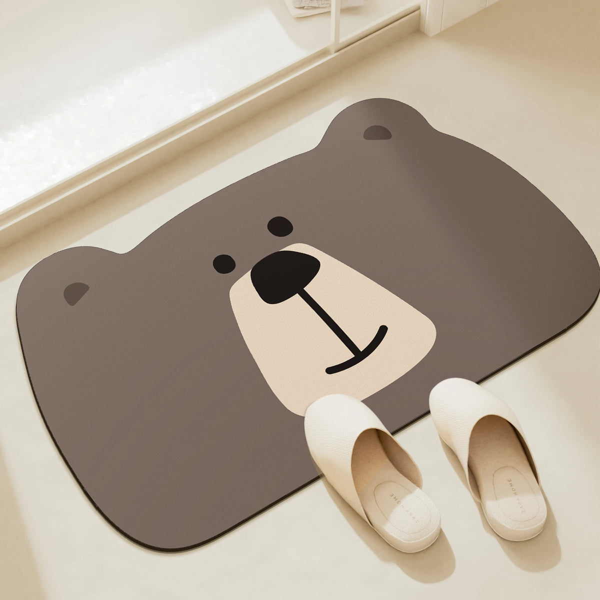 tapis bain caoutchouc antidérapant ours lion motifs animaux marron moderne 40x60cm 50x80cm