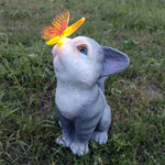 statues decoratives jardin lapin chat papillons lumiere led exterieur impermeable vent pluie