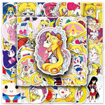 stickers anime sailor moon personnages kawaii stickers dessin animé jaune bleu rose blanc imperméables