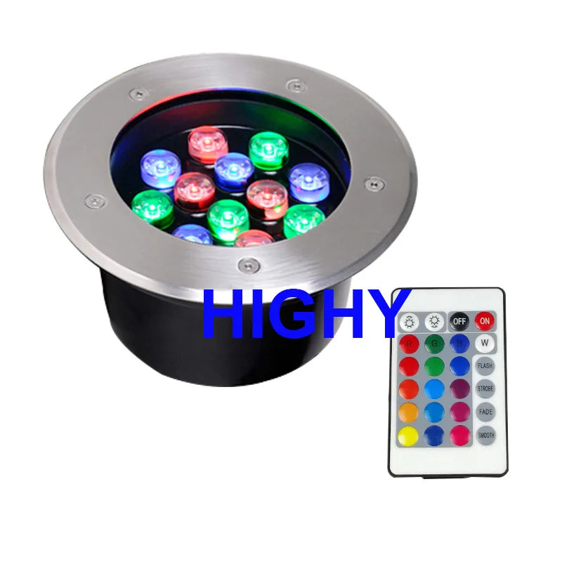 Spot LED argenté moderne télécommande éclairage extérieur IP67 12W 18W 9W