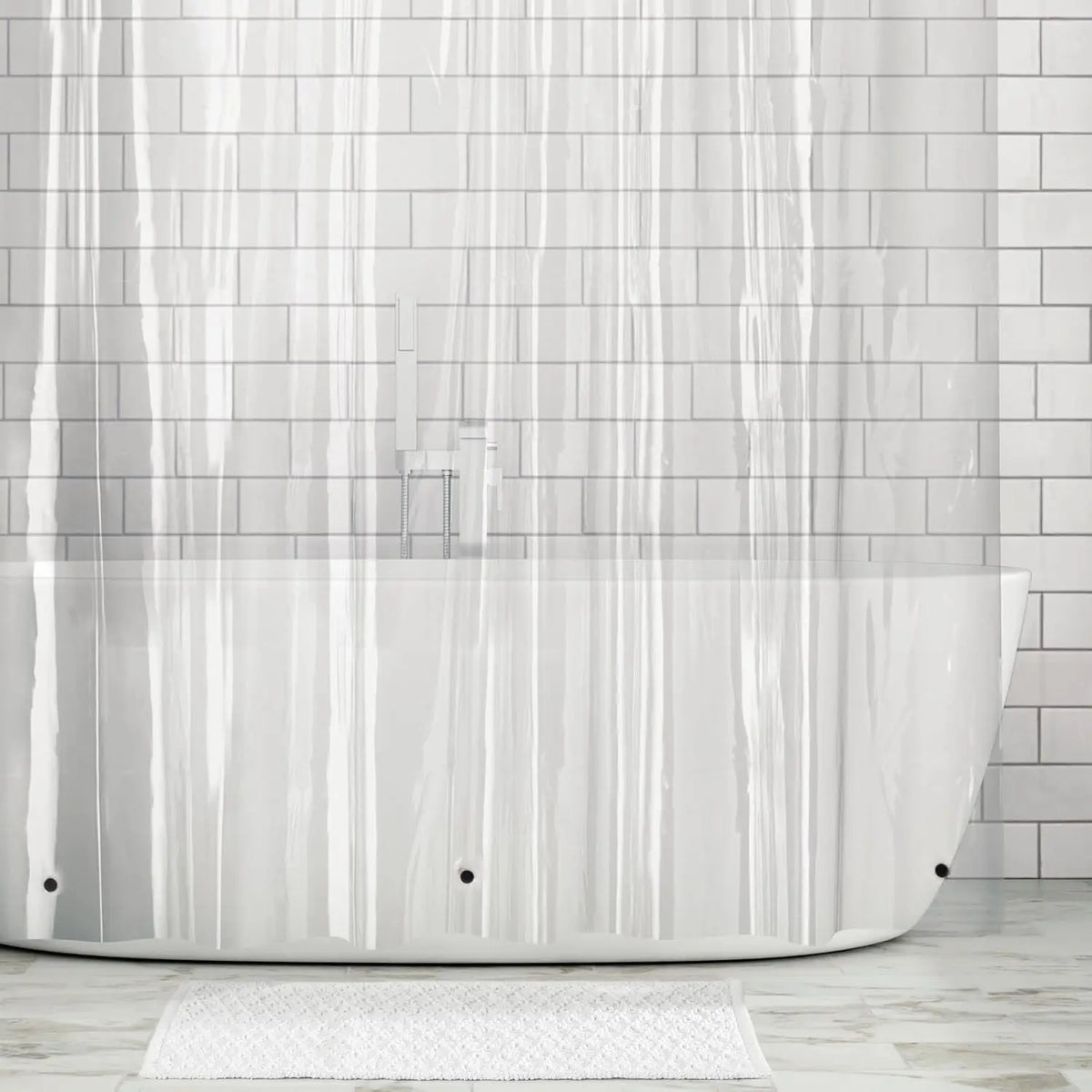 rideau douche transparent moderne rayures verticales aimants opacité 120x180cm