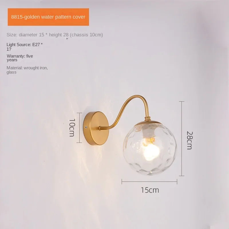 lampe murale moderne appliquée verre noir doré brillante chambre entrée fixée minimaliste lumière led
