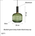suspension lumineuse moderne vert rayures opacité câble noir gris beige chambre salon