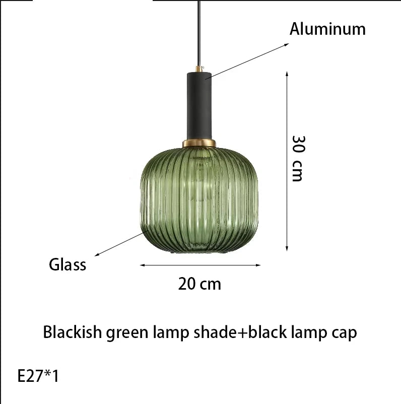 suspension lumineuse moderne vert rayures opacité câble noir gris beige chambre salon