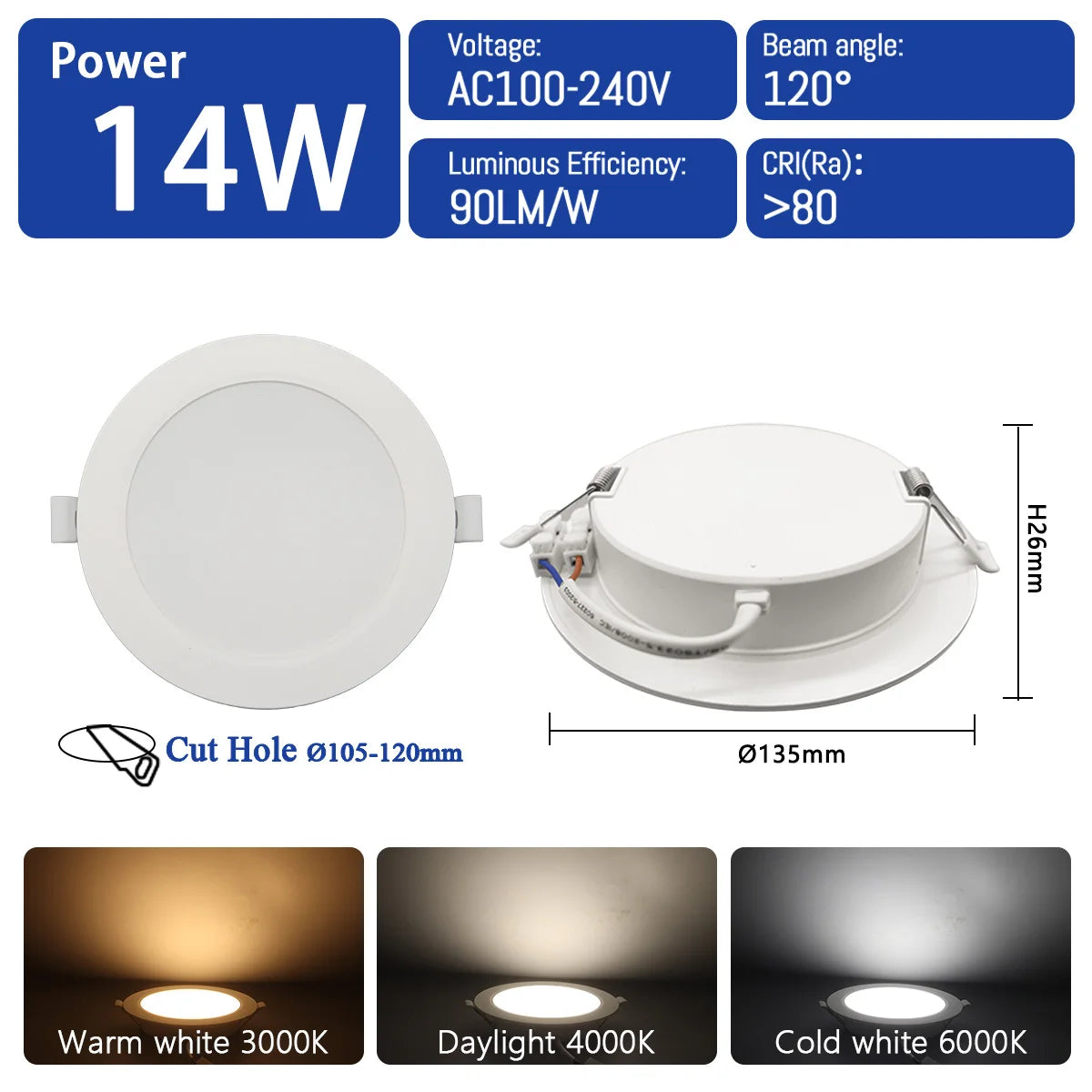 spot led downlight blanc 24w 20w 17w 14w 10w clips ac100v240v moderne éclairage cuisine