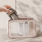 boîte rangement transparent moderne plateau drainage produits toilette portable minimaliste