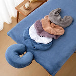 coussin voyage bleu gris velours doux confortable ergonomique