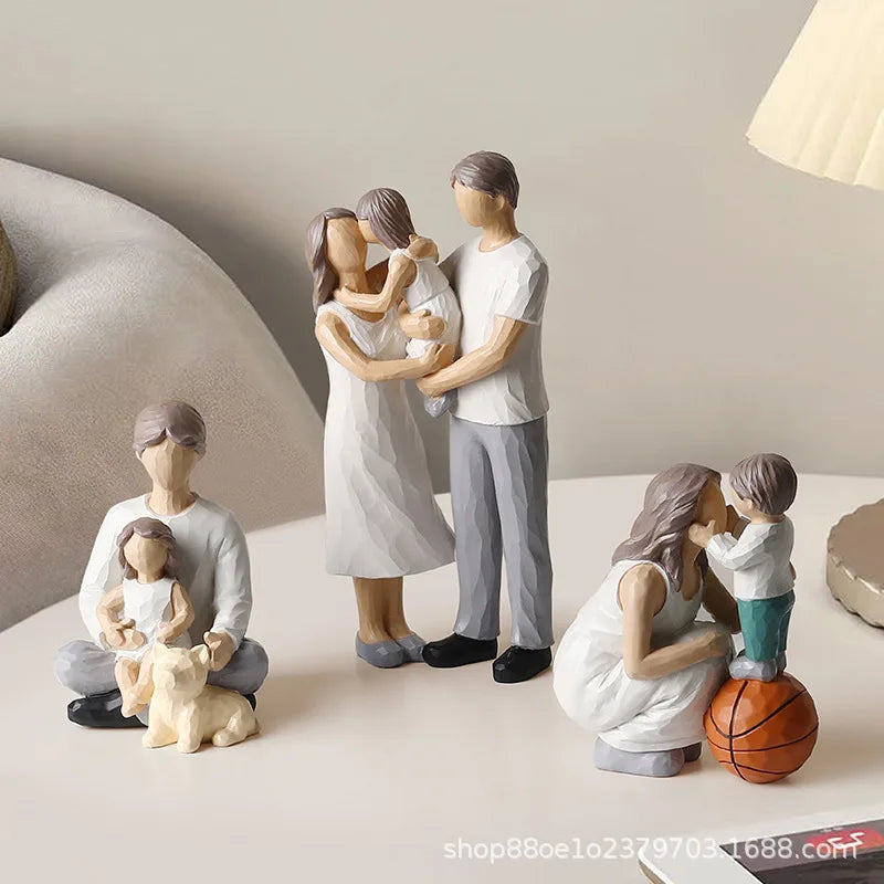 figurines familiales moderne résine blanche gris marron épurées minimaliste salon decoration