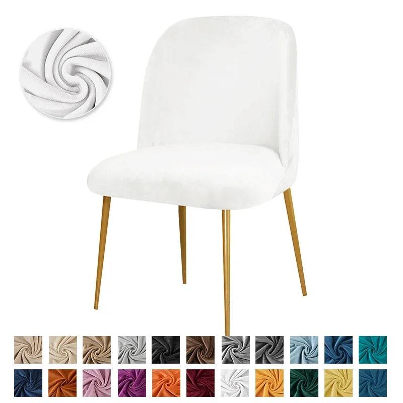 housses chaise velours élasthanne polyester moderne beige gris bleu orange pieds dorés