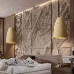 suspension lumineuse moderne beige clair texturée câble suspendu minimaliste lumière led