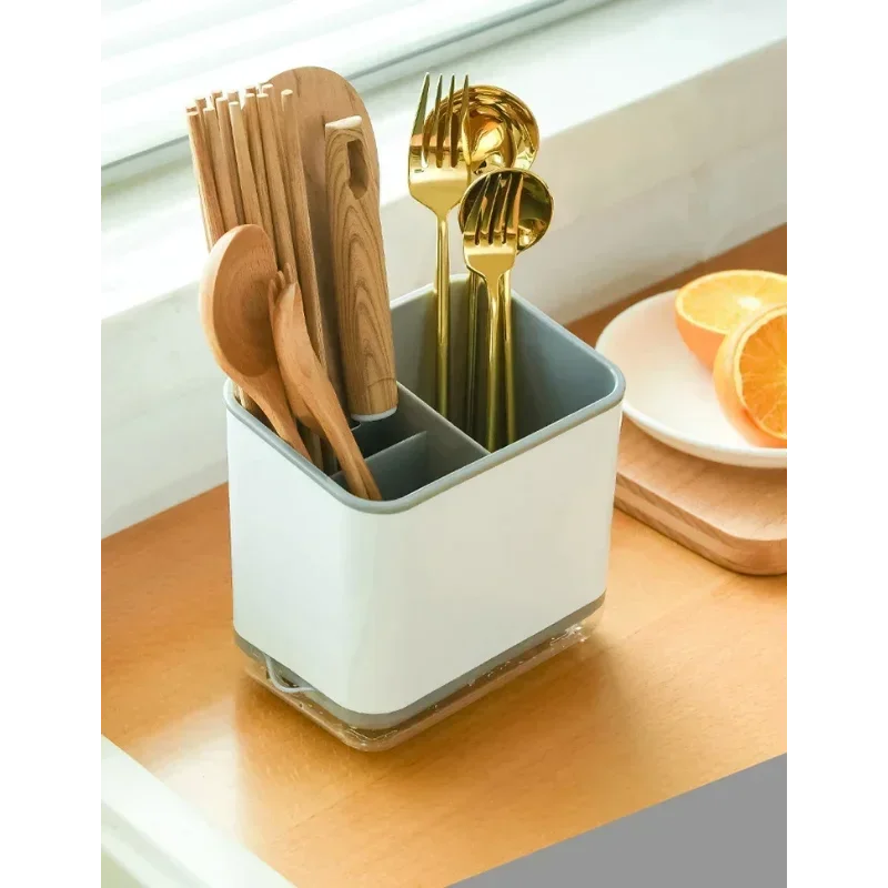 organisateur couverts blanc gris moderne adhésif cuillères fourchettes couteaux chopsticks kitchen organizer dish drying