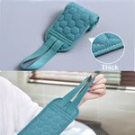brosse bain moderne gant serviette bleu texture hexagonale set bain trois pièces