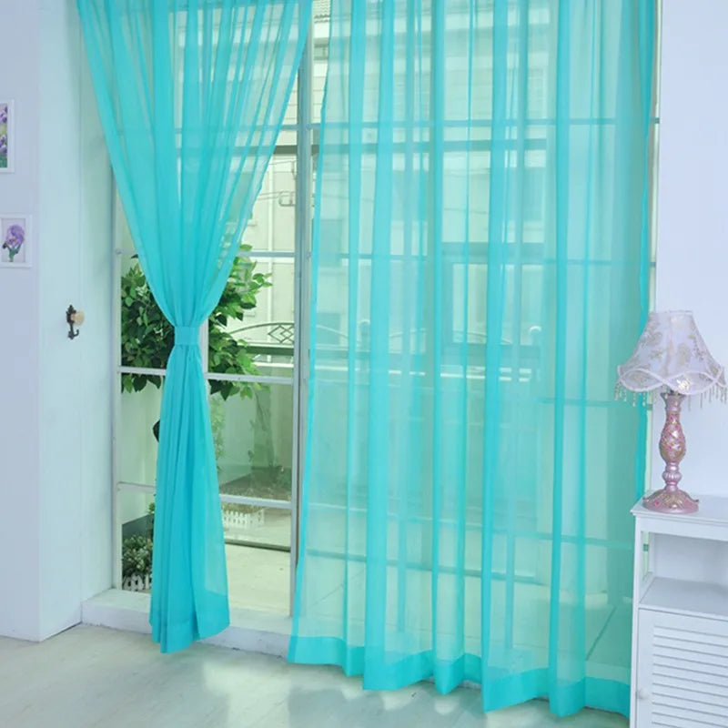 rideaux tulle transparent polyester bohème décoratif chambres salons rouge vert jaune
