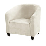 Housse fauteuil velours gris foncé étirable moderne élastiques canapé intérieur extérieur
