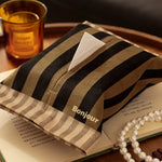 Sac mouchoirs rayures horizontales vert rose blanc moderne pompons double ouverture