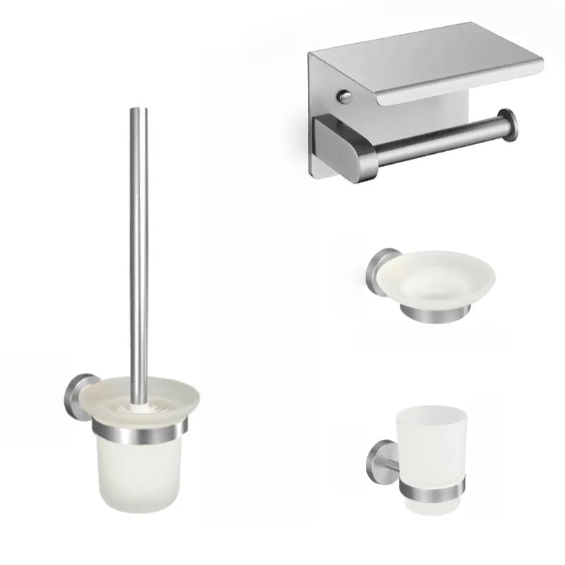 accessoires salle bain moderne porte savon porte serviettes ensembles quincaillerie brossé minimaliste argente blanc