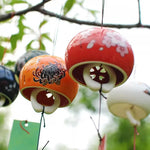 carillon vent japonais céramique décorations murales cloches traditionnelles motifs fleurs rouges noires