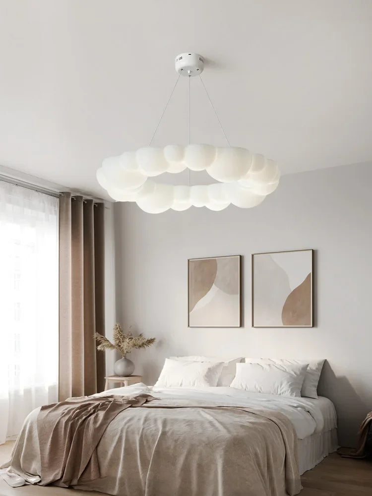Suspension lumineuse moderne blanc billes arrondies opacité salon chambre étude led 249 2000lm